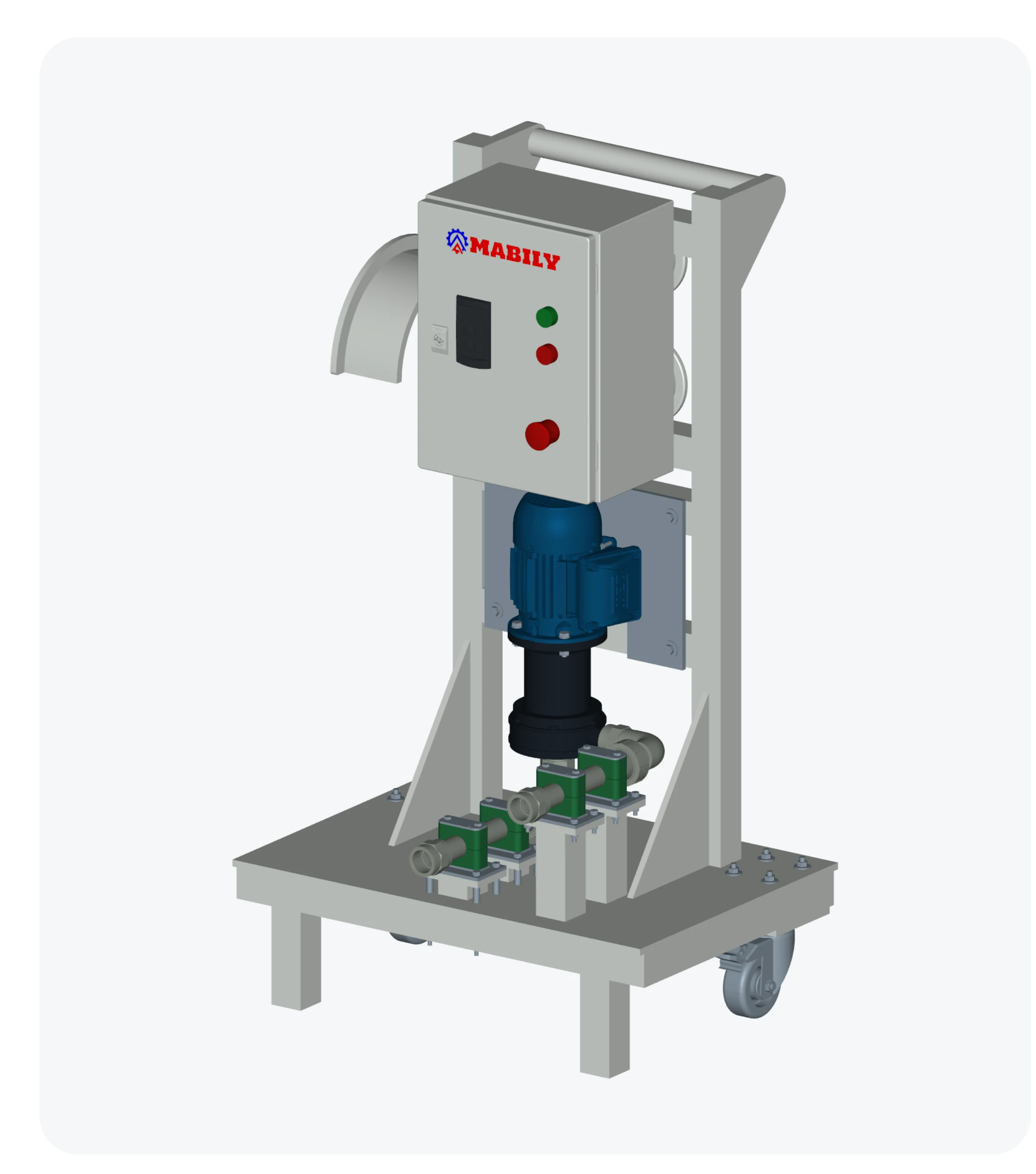 Bomba MB 5000 vertical em carrinho de polipropileno com painel e inversor