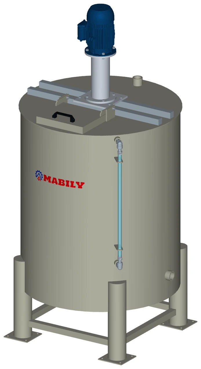 Tanque misturador Cowles Mabily com pés tubulares, configuração ilustrativa